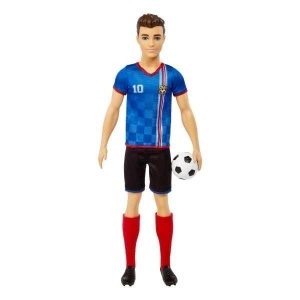 BARBIE KEN PIŁKARZ LALKA NIEBIESKA KOSZULKA