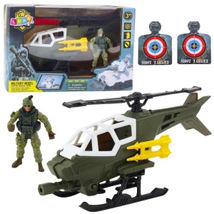 HELIKOPTER WOJSKOWY I FIGURKA ŻOŁNIERZA Z BRONIĄ