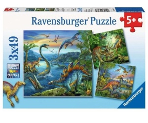 PUZZLE 3X49 FASCYNACJA DINOZAURAMI, RAVENSBURGER