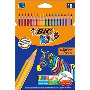 KREDKI KIDS ECO EVOLUTION STRIPES 18 KOLORÓW BIC