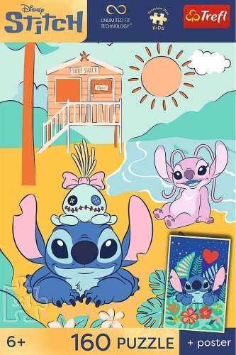 Puzzle 160 Stitch na fali + plakat TREFL, Trefl