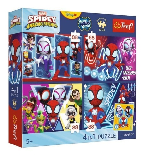 Puzzle 4w1 Spidey + plakat TREFL, Trefl