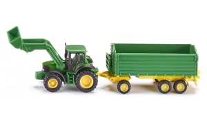 SIKU FARMER - TRAKTOR JOHN DEERE Z PRZYCZEPĄ S1843