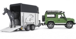 LAND ROVER Z PRZYCZEPĄ DLA KONIA I FIGURKĄ KONIA