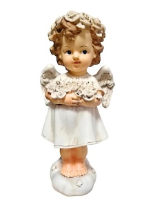 FIGURKA ANIOŁ Z KWIATAMI 23CM, ART SACRUM
