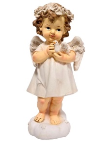 FIGURKA ANIOŁEK Z GOŁĄBKIEM 23CM, ART SACRUM
