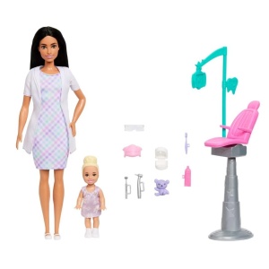 BARBIE DENTYSTKA ZESTAW 2 (LALKA BRUNETKA), MATTEL