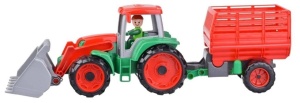 LENA TRUXX TRAKTOR Z ŁYŻKĄ I PRZYCZEPĄ 53CM, LENA
