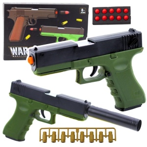 PISTOLET NA NABOJE PIANKOWE ZIELONY, LEANTOYS