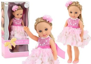LALKA W RÓŻOWEJ SUKIENCE 38CM, LEANTOYS