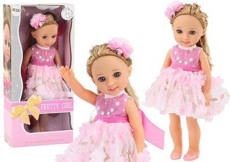 Lalka w różowej sukience 38cm, Leantoys