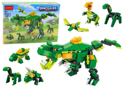Klocki konstrukcyjne dinozaury 6w1 160el, Leantoys