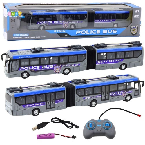 Autobus policyjny przegubowy RC 1:32, Leantoys