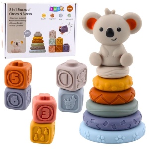 KLOCKI SENSORYCZNE MIĘKKIE PIRAMIDA KOALA 13EL