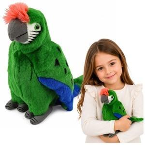 MASKOTKA PAPUGA ARA ZIELONA 24CM, LEANTOYS