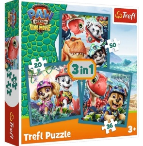 PUZZLE 3W1 PAW PATROL I WYSPA DINOZAURÓW TREFL