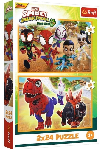 Puzzle 2x24 Spidey i dinozaury TREFL, Trefl
