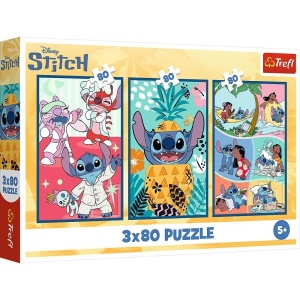 PUZZLE 3X80 ŚWIAT STITCHA TREFL, TREFL