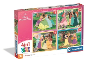 PUZZLE 4W1 SUPER KOLOR DISNEY PRINCESS, CLEMENTONI