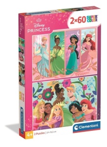 PUZZLE 2X60 SUPER KOLOR PRINCESS, CLEMENTONI