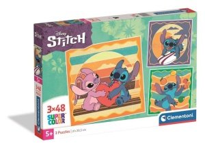 PUZZLE 3X48 SUPER KOLOR STITCH, CLEMENTONI