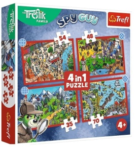 PUZZLE 4W1 PODRÓŻE TREFLIKÓW TREFL, TREFL
