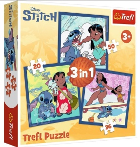 PUZZLE 3W1 CZAS ZE STITCHEM TREFL, TREFL