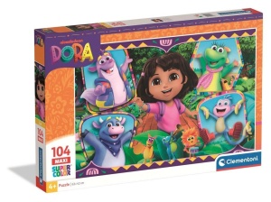 PUZZLE 104 MAXI SUPER KOLOR DORA, CLEMENTONI