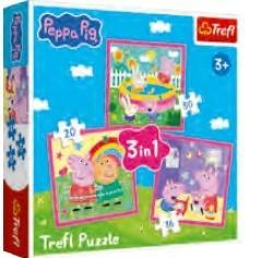 PUZZLE 3W1 PEPPA I PRZYJACIELE TREFL, TREFL