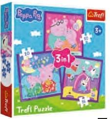 PUZZLE 3W1 ZWYCZAJE ŚWINKI PEPPY TREFL, TREFL