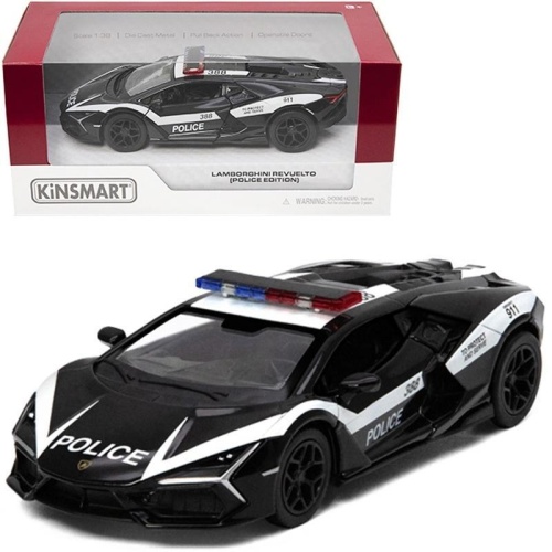 Lamborghini revuelto policja 1:38, Kinsmart