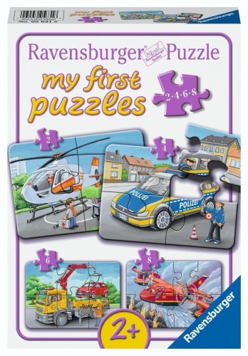 Puzzle 2/4/6/8 Emergency Vehicles, Ravensburger
