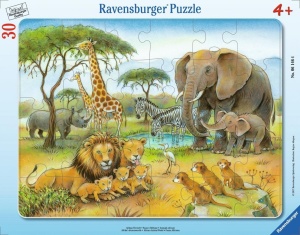 PUZZLE 30 AFRICAN ANIMAL WORLD FRAME, RAVENSBURGER