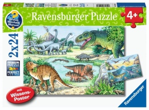 PUZZLE 2X24 DINOSAURS, RAVENSBURGER