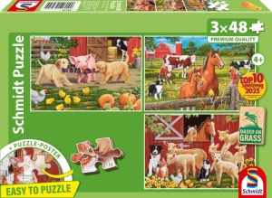 PUZZLE 3X48 ZWIERZĘTA NA FARMIE, SCHMIDT