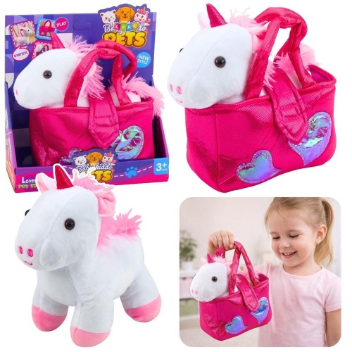Pliszkowa maskotka Jednorożec w torbie 25cm