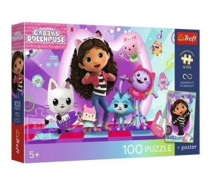 PUZZLE 100 KOCI DOMEK GABI + PLAKAT TREFL, TREFL