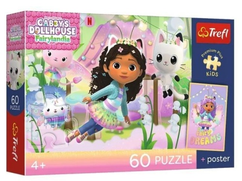 Puzzle 60 Koci Domek Gabi + plakat TREFL, Trefl