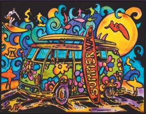 KOLOROWANKA WELWETOWA 47X35 SURFERZY HIPISI