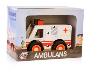 DREWNIANE AUTO Z OPONAMI - AMBULANS, DAFFI
