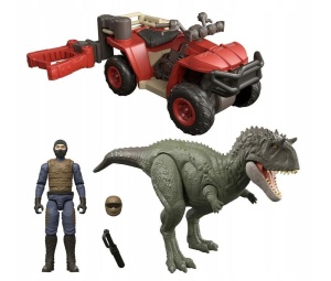 JURASSIC WORLD DINOZAUR I POJAZD TERENOWY, MATTEL