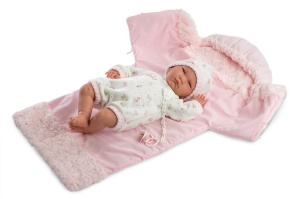 LALKA 74040 BOBAS LALA W RÓŻOWYM BECIKU 42CM