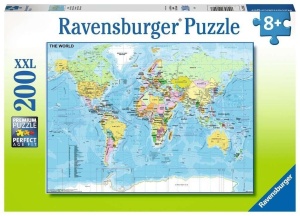 PUZZLE 200 MAPA ŚWIATA XXL, RAVENSBURGER