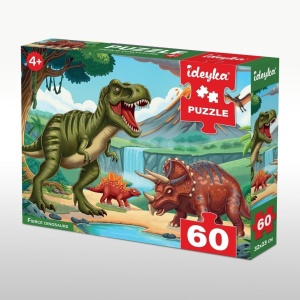 PUZZLE 60 DRAPIEŻNE DINOZAURY GRAŁAMIGŁÓWKA
