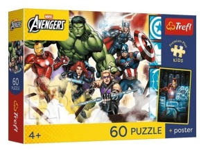 PUZZLE 60 AVENGERS + PLAKAT TREFL, TREFL