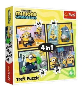 PUZZLE 4W1 NOWE PRZYGODY MINIONKÓW TREFL, TREFL