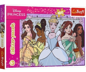 PUZZLE 100 DISNEY PRINCESS GLITTER TREFL, TREFL