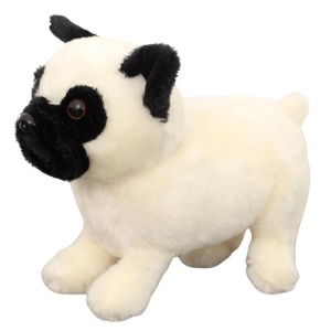 MASKOTKA PIES MOPS BIAŁY 19CM, LEANTOYS