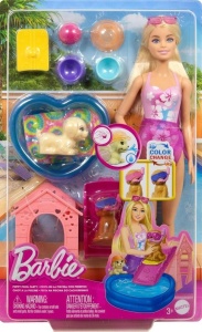 BARBIE PUPPY POOL PARTY Z AKCESORIAMI ZMIANA KOLOR