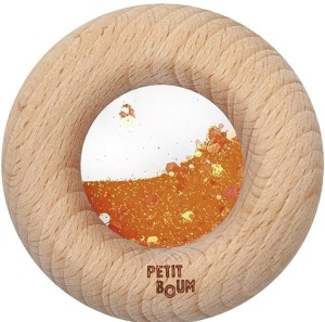 DREWNIANA ZABAWKA SENSORYCZNA DONUT CALM POMARAŃCZ